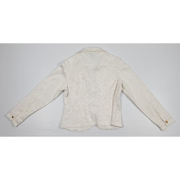 Vintage Christine‎ Alexander Swarovski Crystal Floral Jacket White Womens Medium - Picture 4 of 12